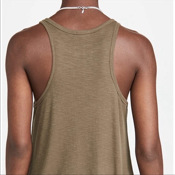 Free People Long Beach Ribbed Knit Slub Tank Green - Picture 9 of 9